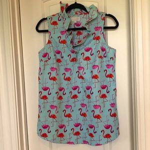 Mud pie brand sleeveless flamingo shirt.